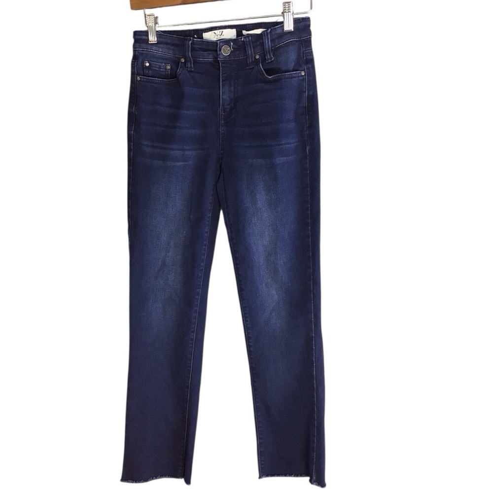 NIC+ZOE Blue Straight Leg Jeans with Modern Raw Hem size 25 waist